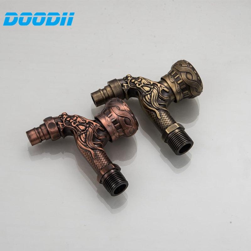 Carved Wall Bronze Faucet | Decorative Outdoor Garden Tap | Artistic Touch for Washing Area